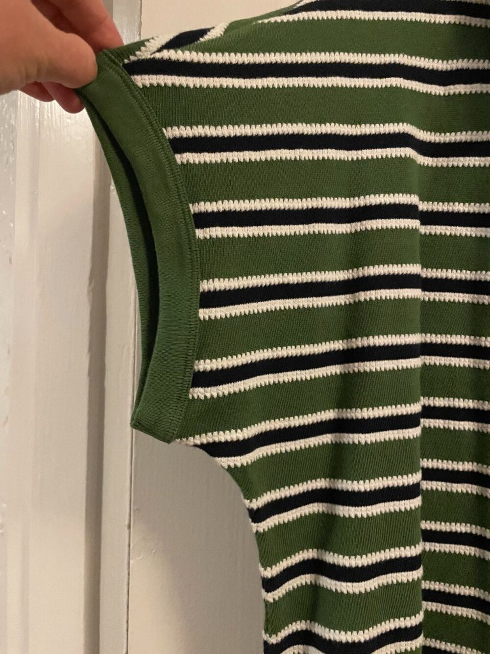Relaxed V-Neck Polo Shirt in Stripe (garden green) - size large -NWT - Picture 4 of 5